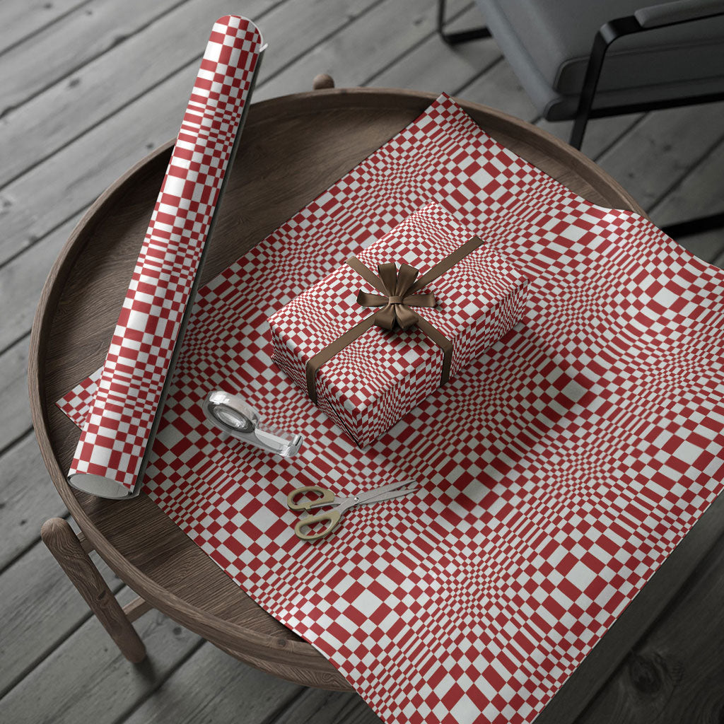 Red White Filipino Binakol Motifs Wrapping Paper Mabuhay Philippines Festival Kusikus Pattern