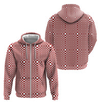 Red White Filipino Binakol Motifs Zip Hoodie Mabuhay Philippines Festival Kusikus Pattern