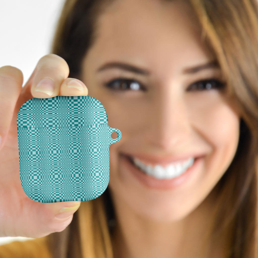 Cyan Filipino Binakol Motifs AirPods Case Mabuhay Philippines Festival Kusikus Pattern