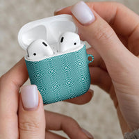 Cyan Filipino Binakol Motifs AirPods Case Mabuhay Philippines Festival Kusikus Pattern