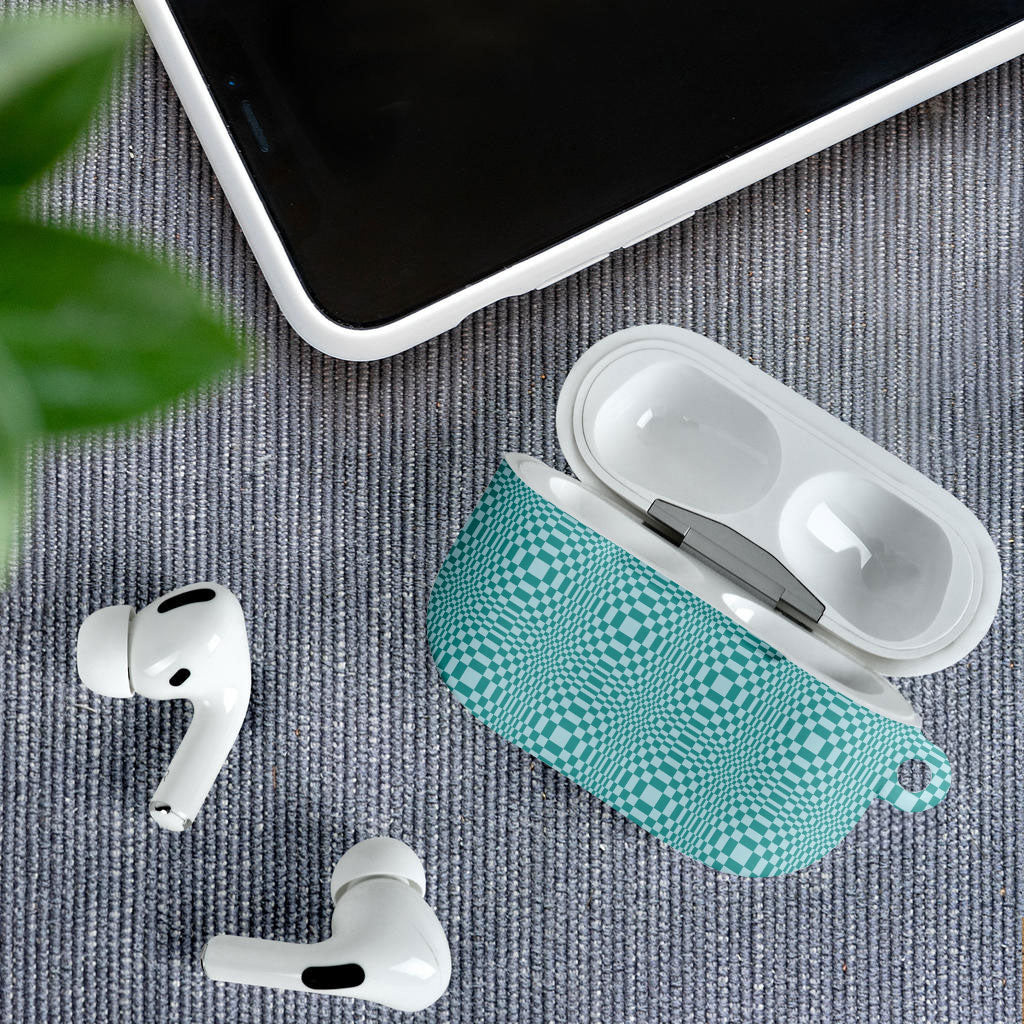 Cyan Filipino Binakol Motifs AirPods Case Mabuhay Philippines Festival Kusikus Pattern