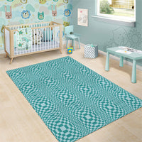 Cyan Filipino Binakol Motifs Area Rug Mabuhay Philippines Festival Kusikus Pattern