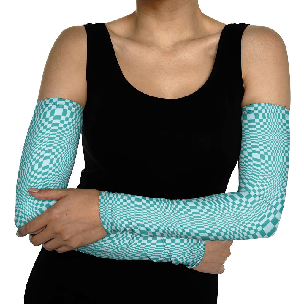 Cyan Filipino Binakol Motifs Arm Sleeves Mabuhay Philippines Festival Kusikus Pattern