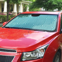 Cyan Filipino Binakol Motifs Auto Sun Shade Mabuhay Philippines Festival Kusikus Pattern