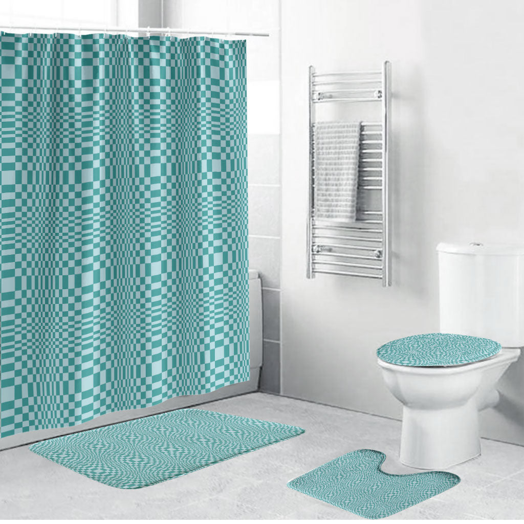 Cyan Filipino Binakol Motifs Bathroom Set Mabuhay Philippines Festival Kusikus Pattern