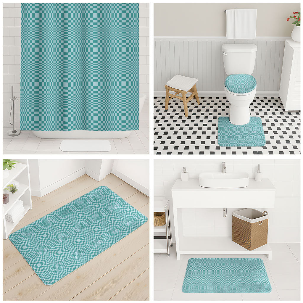 Cyan Filipino Binakol Motifs Bathroom Set Mabuhay Philippines Festival Kusikus Pattern