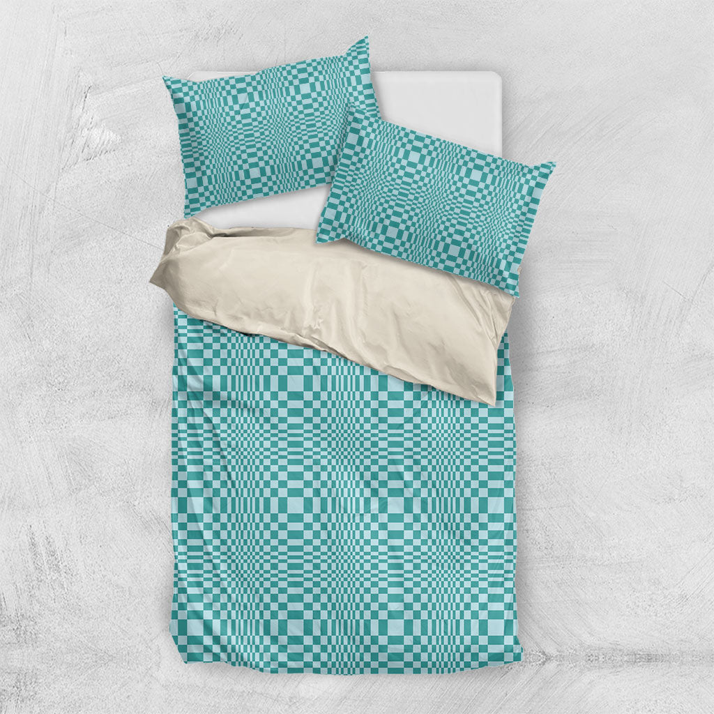 Cyan Filipino Binakol Motifs Bedding Set Mabuhay Philippines Festival Kusikus Pattern