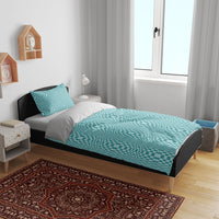 Cyan Filipino Binakol Motifs Bedding Set Mabuhay Philippines Festival Kusikus Pattern