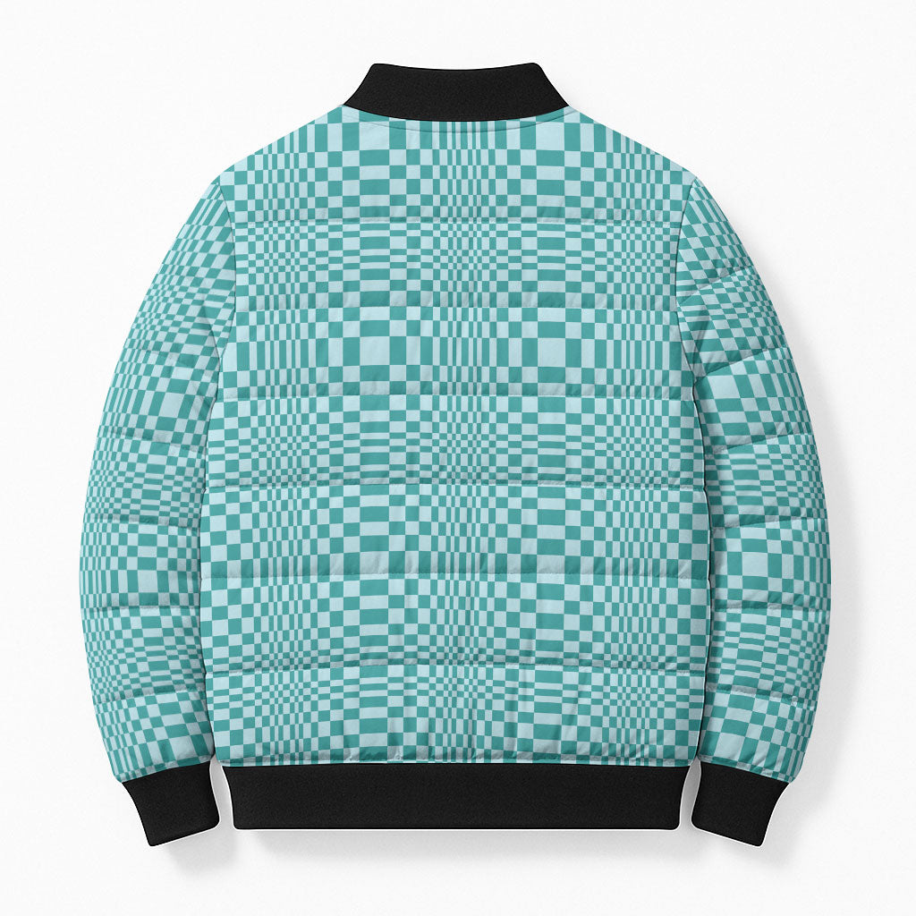 Cyan Filipino Binakol Motifs Bomber Puffer Jacket Mabuhay Philippines Festival Kusikus Pattern