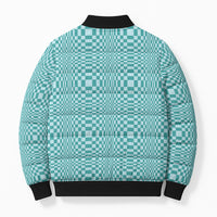 Cyan Filipino Binakol Motifs Bomber Puffer Jacket Mabuhay Philippines Festival Kusikus Pattern