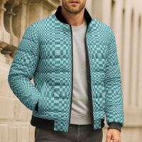 Cyan Filipino Binakol Motifs Bomber Puffer Jacket Mabuhay Philippines Festival Kusikus Pattern