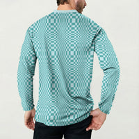 Cyan Filipino Binakol Motifs Button Sweatshirt Mabuhay Philippines Festival Kusikus Pattern