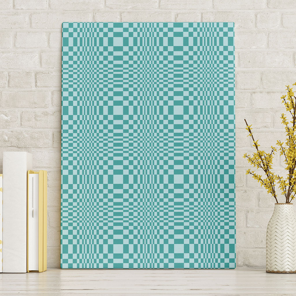 Cyan Filipino Binakol Motifs Canvas Wall Art Mabuhay Philippines Festival Kusikus Pattern