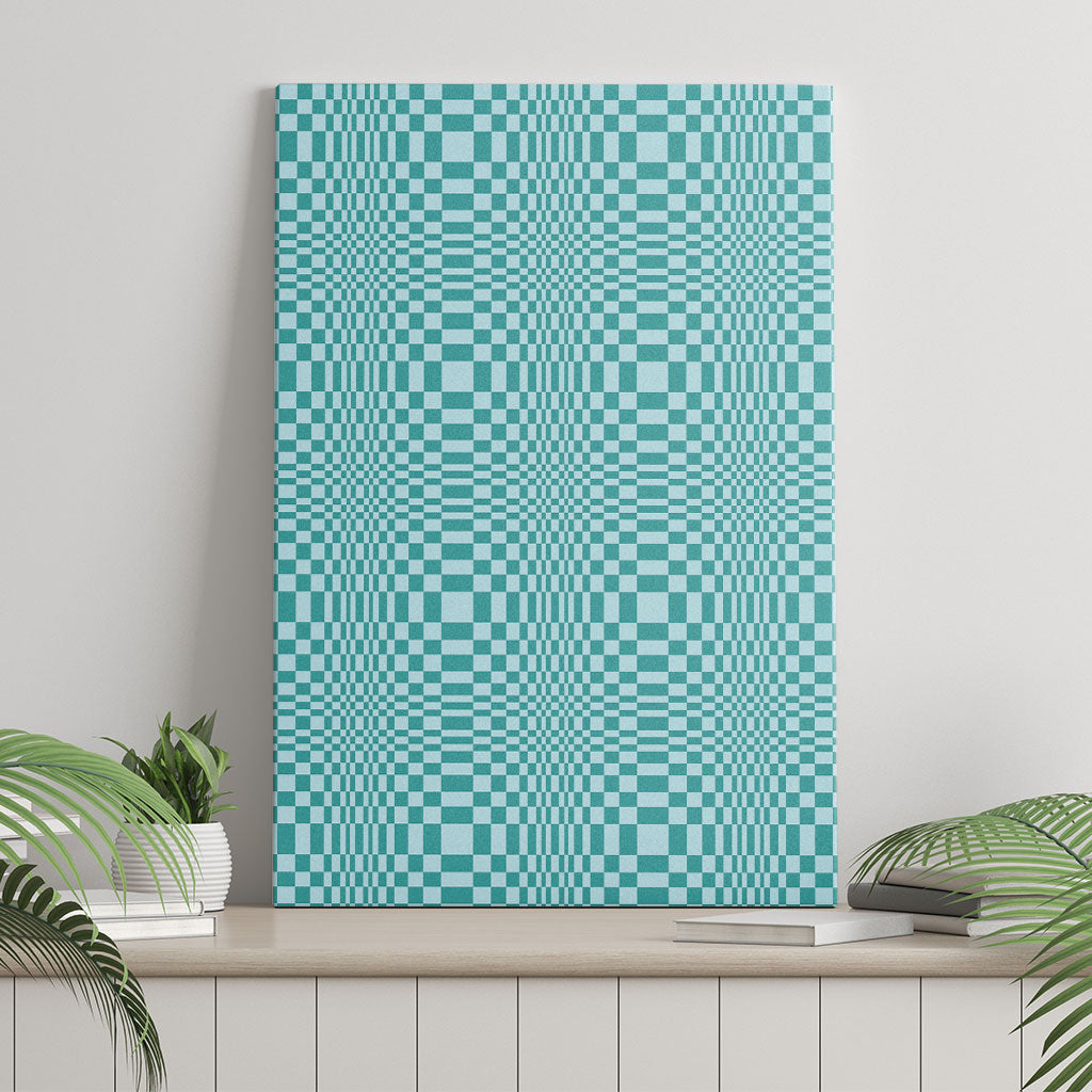 Cyan Filipino Binakol Motifs Canvas Wall Art Mabuhay Philippines Festival Kusikus Pattern