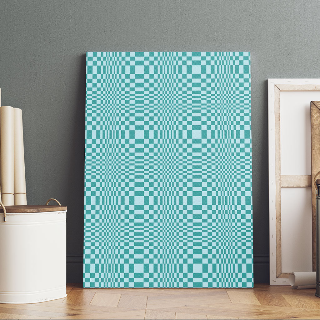 Cyan Filipino Binakol Motifs Canvas Wall Art Mabuhay Philippines Festival Kusikus Pattern