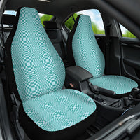 Cyan Filipino Binakol Motifs Car Seat Cover Mabuhay Philippines Festival Kusikus Pattern