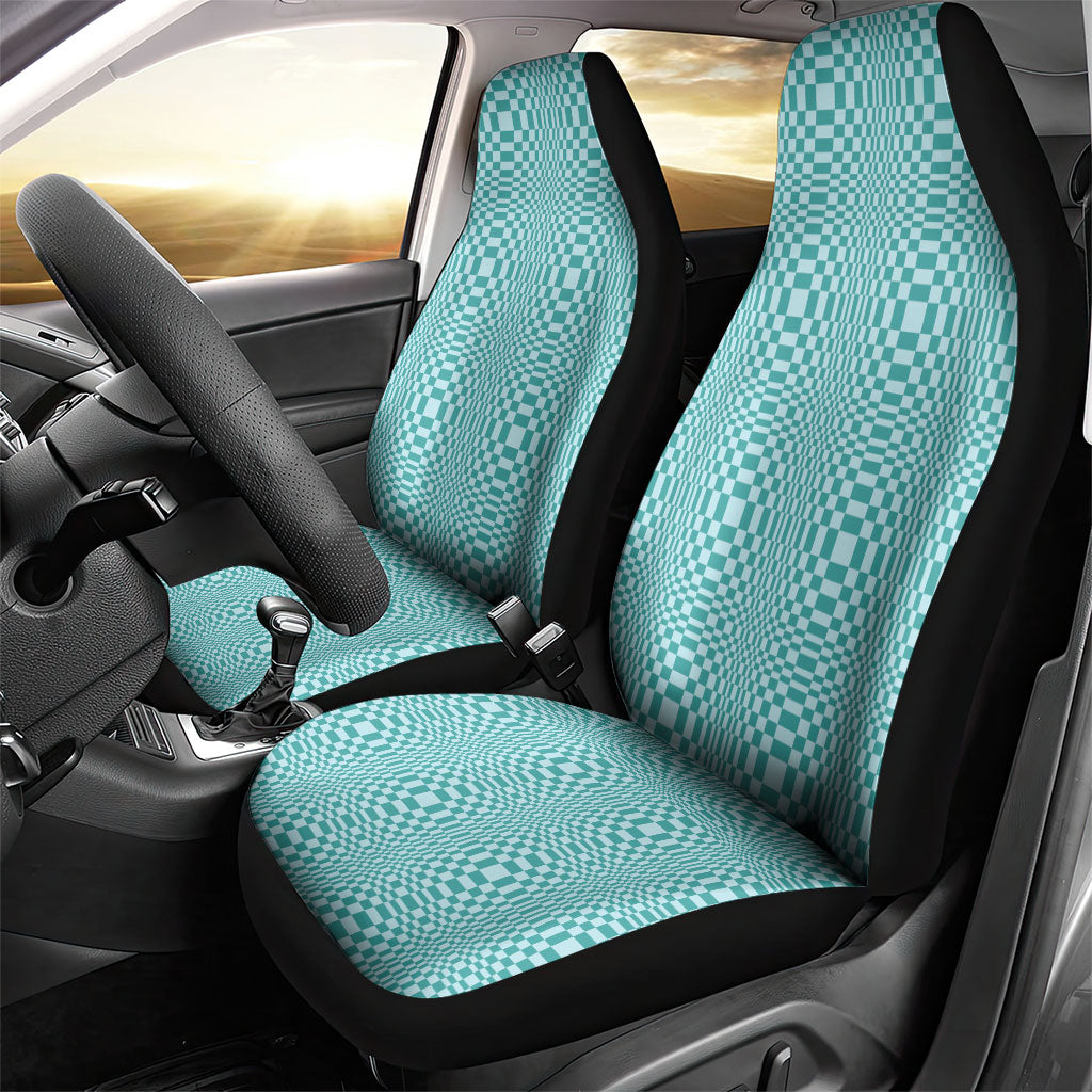 Cyan Filipino Binakol Motifs Car Seat Cover Mabuhay Philippines Festival Kusikus Pattern