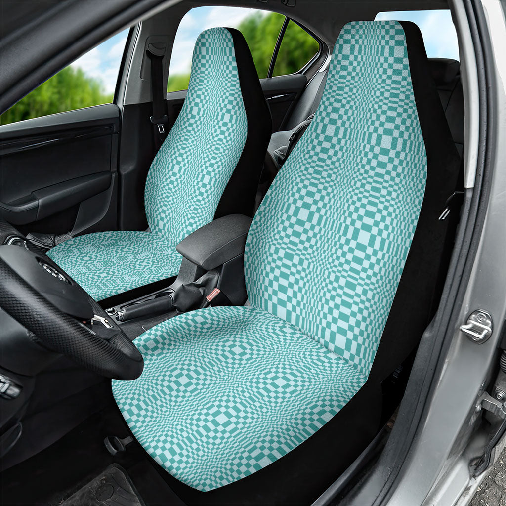 Cyan Filipino Binakol Motifs Car Seat Cover Mabuhay Philippines Festival Kusikus Pattern