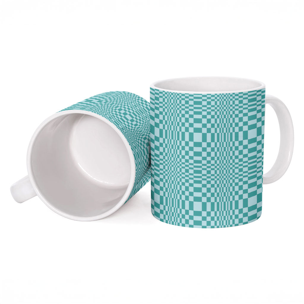 Cyan Filipino Binakol Motifs Ceramic Mug Mabuhay Philippines Festival Kusikus Pattern
