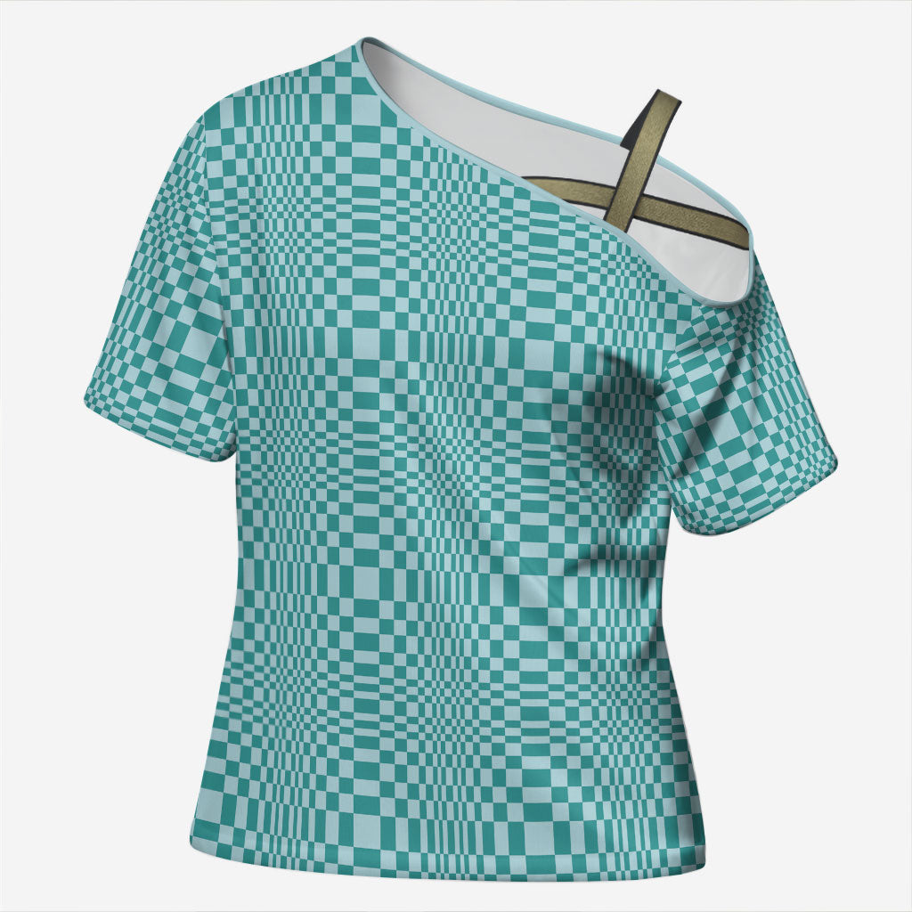 Cyan Filipino Binakol Motifs Cross Shoulder Shirt Mabuhay Philippines Festival Kusikus Pattern