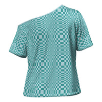 Cyan Filipino Binakol Motifs Cross Shoulder Shirt Mabuhay Philippines Festival Kusikus Pattern