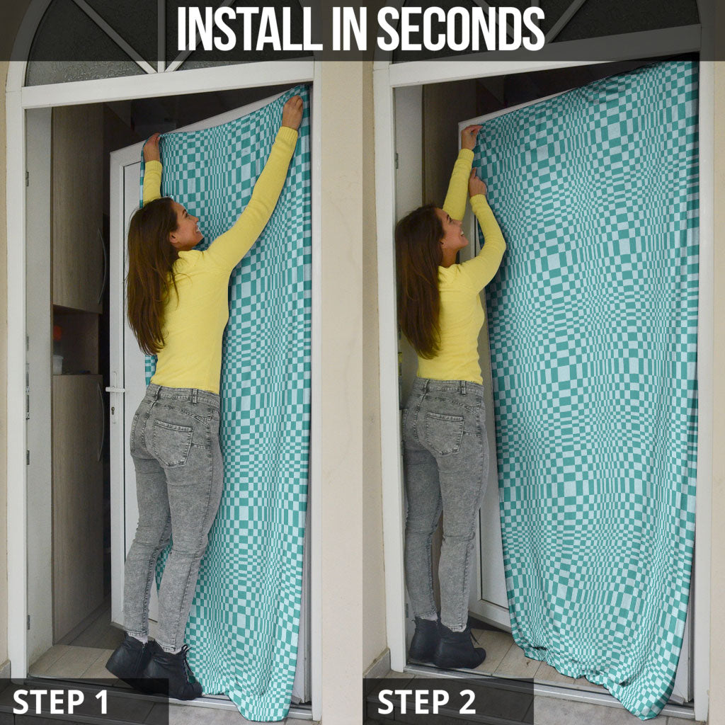 Cyan Filipino Binakol Motifs Door Cover Mabuhay Philippines Festival Kusikus Pattern