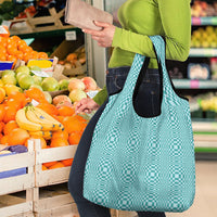 Cyan Filipino Binakol Motifs Grocery Bag Mabuhay Philippines Festival Kusikus Pattern