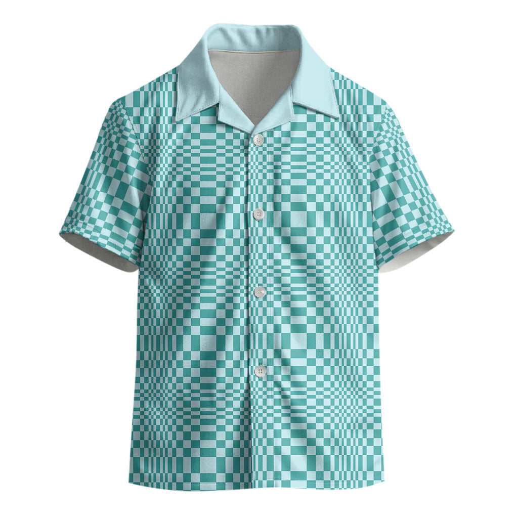 Cyan Filipino Binakol Motifs Kid Hawaiian Shirt Mabuhay Philippines Festival Kusikus Pattern