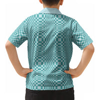 Cyan Filipino Binakol Motifs Kid Hawaiian Shirt Mabuhay Philippines Festival Kusikus Pattern