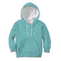 Cyan Filipino Binakol Motifs Kid Hoodie Mabuhay Philippines Festival Kusikus Pattern
