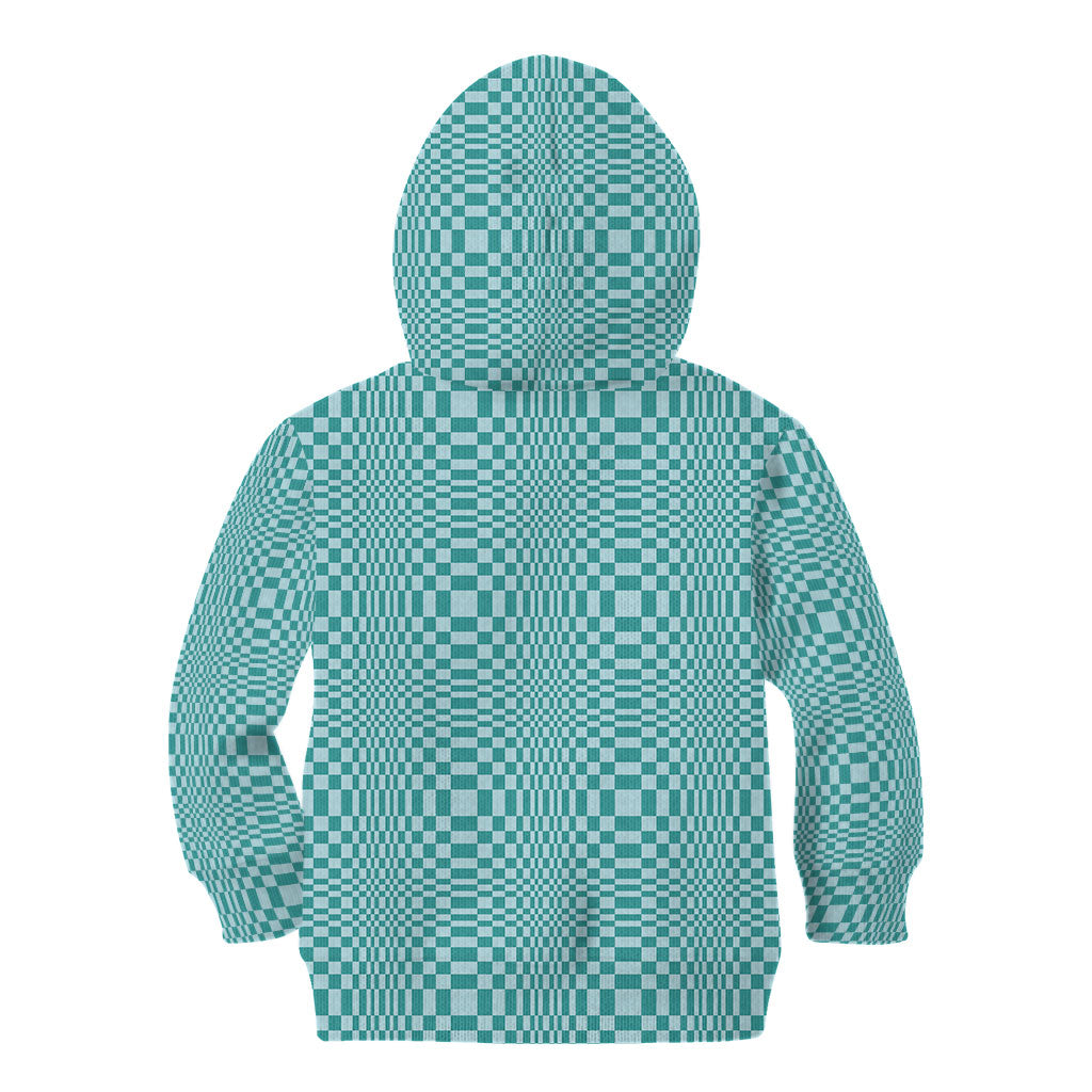 Cyan Filipino Binakol Motifs Kid Hoodie Mabuhay Philippines Festival Kusikus Pattern