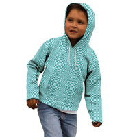 Cyan Filipino Binakol Motifs Kid Hoodie Mabuhay Philippines Festival Kusikus Pattern