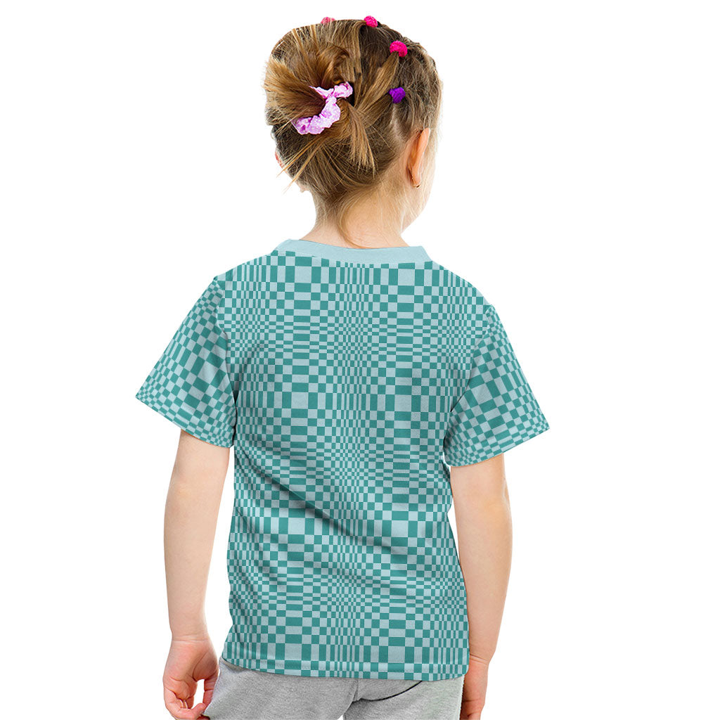 Cyan Filipino Binakol Motifs Kid T Shirt Mabuhay Philippines Festival Kusikus Pattern