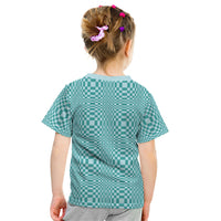 Cyan Filipino Binakol Motifs Kid T Shirt Mabuhay Philippines Festival Kusikus Pattern