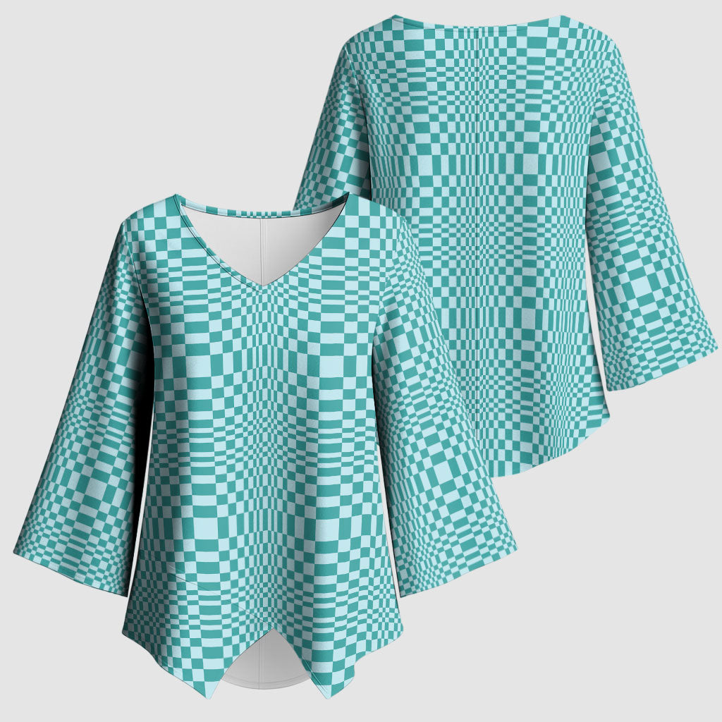 Cyan Filipino Binakol Motifs Kimono Sleeve Blouse Mabuhay Philippines Festival Kusikus Pattern