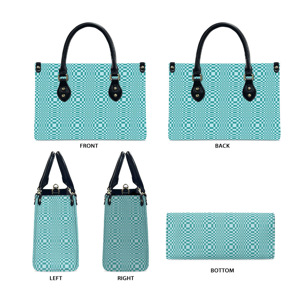 Cyan Filipino Binakol Motifs Leather Bag Mabuhay Philippines Festival Kusikus Pattern