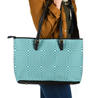 Cyan Filipino Binakol Motifs Leather Tote Bag Mabuhay Philippines Festival Kusikus Pattern