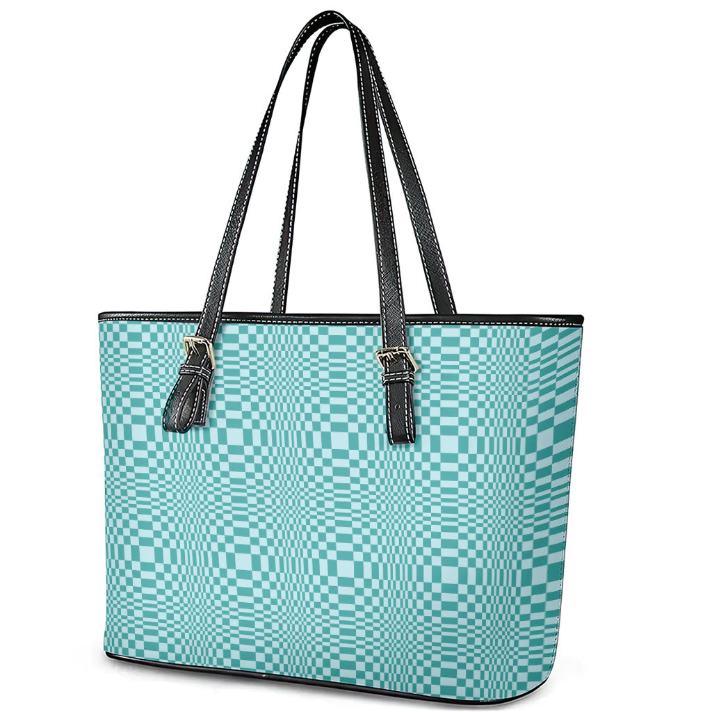 Cyan Filipino Binakol Motifs Leather Tote Bag Mabuhay Philippines Festival Kusikus Pattern