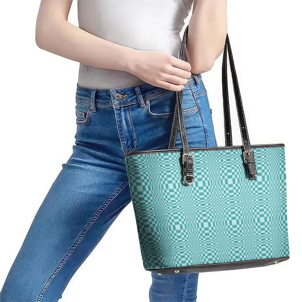 Cyan Filipino Binakol Motifs Leather Tote Bag Mabuhay Philippines Festival Kusikus Pattern