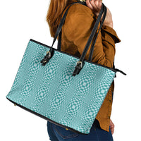 Cyan Filipino Binakol Motifs Leather Tote Bag Mabuhay Philippines Festival Kusikus Pattern