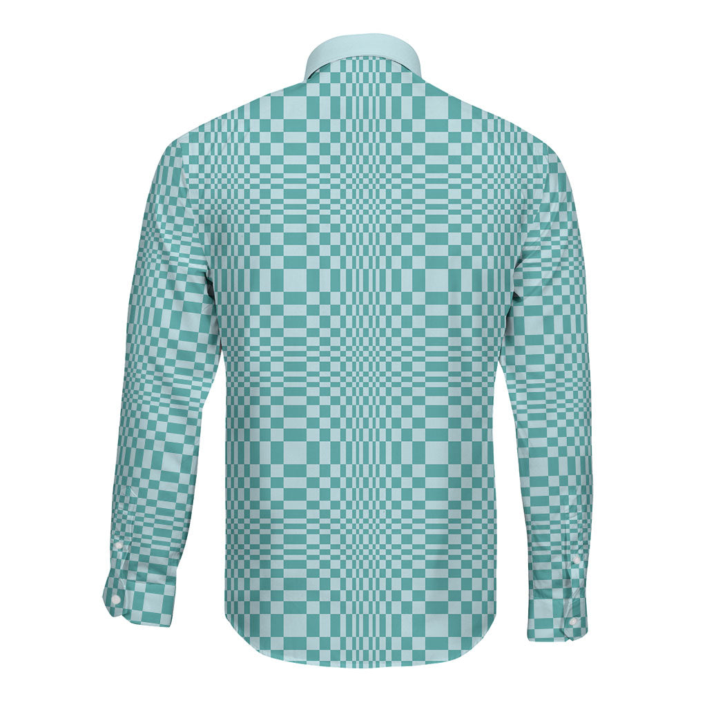 Cyan Filipino Binakol Motifs Long Sleeve Button Shirt Mabuhay Philippines Festival Kusikus Pattern