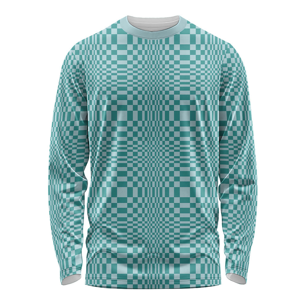 Cyan Filipino Binakol Motifs Long Sleeve Shirt Mabuhay Philippines Festival Kusikus Pattern
