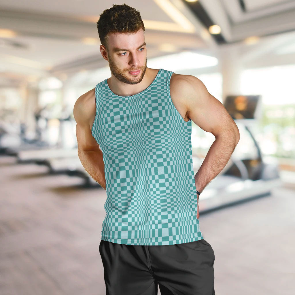 Cyan Filipino Binakol Motifs Men Tank Top Mabuhay Philippines Festival Kusikus Pattern