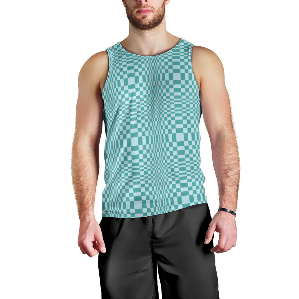 Cyan Filipino Binakol Motifs Men Tank Top Mabuhay Philippines Festival Kusikus Pattern