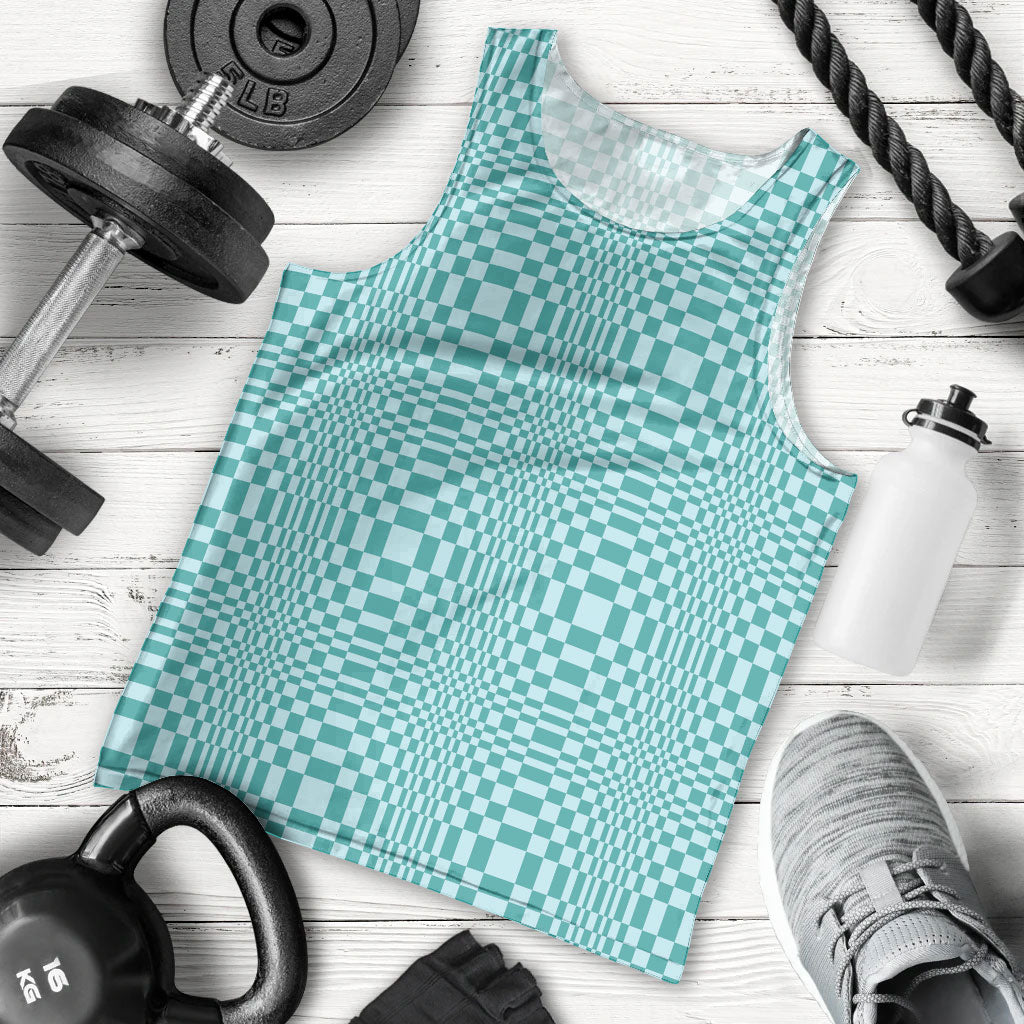Cyan Filipino Binakol Motifs Men Tank Top Mabuhay Philippines Festival Kusikus Pattern