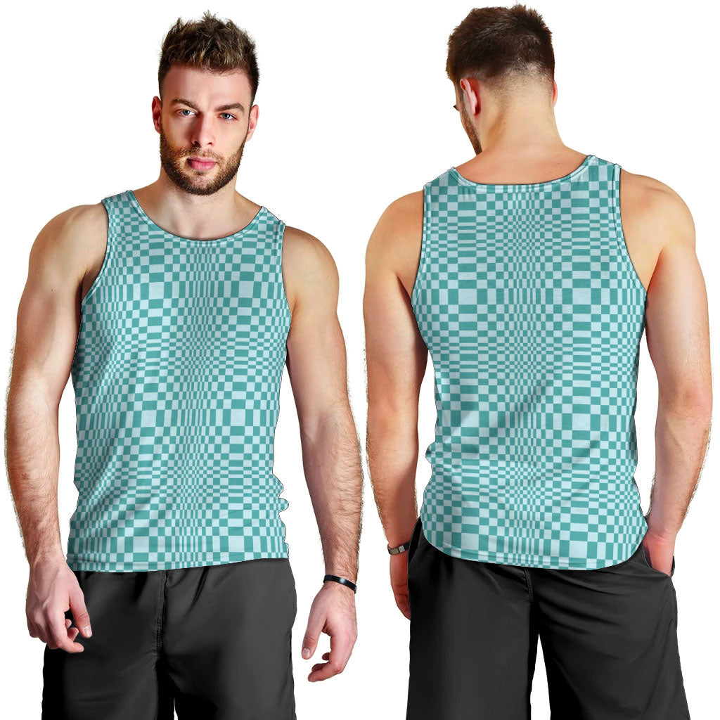 Cyan Filipino Binakol Motifs Men Tank Top Mabuhay Philippines Festival Kusikus Pattern