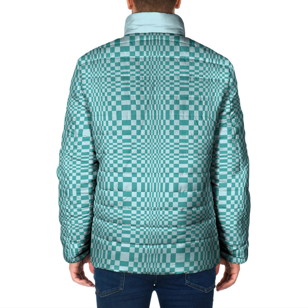 Cyan Filipino Binakol Motifs Padded Jacket Mabuhay Philippines Festival Kusikus Pattern