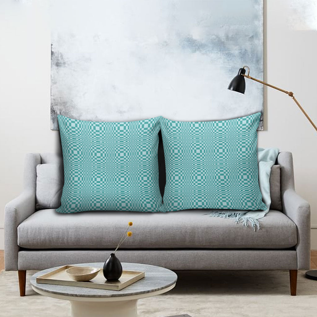 Cyan Filipino Binakol Motifs Pillow Cover Mabuhay Philippines Festival Kusikus Pattern