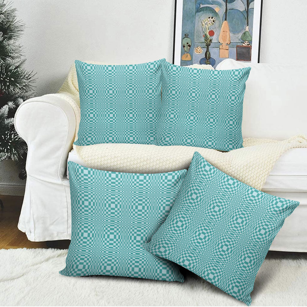 Cyan Filipino Binakol Motifs Pillow Cover Mabuhay Philippines Festival Kusikus Pattern