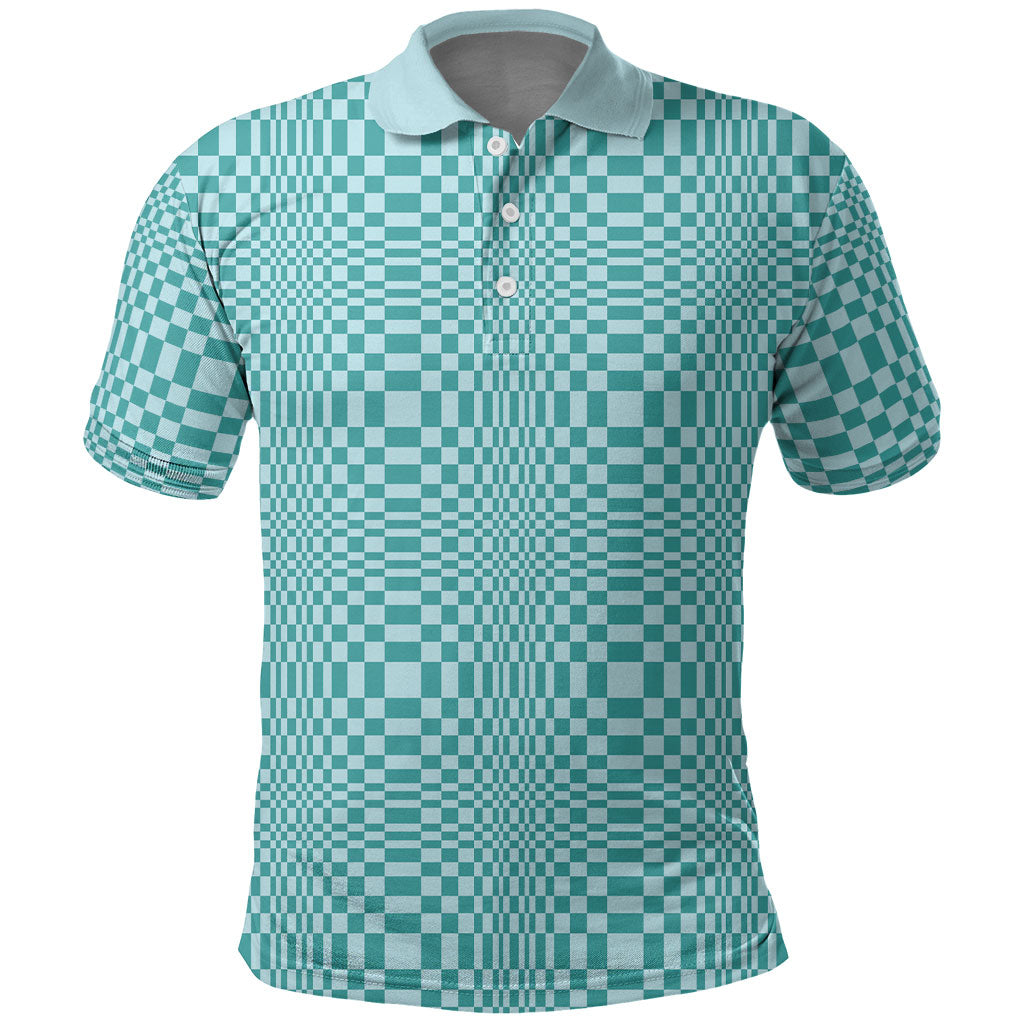 Cyan Filipino Binakol Motifs Polo Shirt Mabuhay Philippines Festival Kusikus Pattern